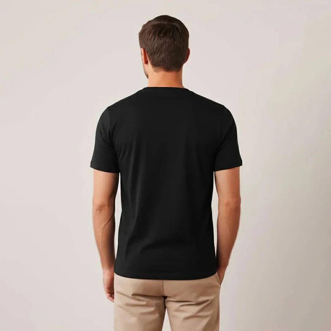 Classic round neck black t-shirt back view