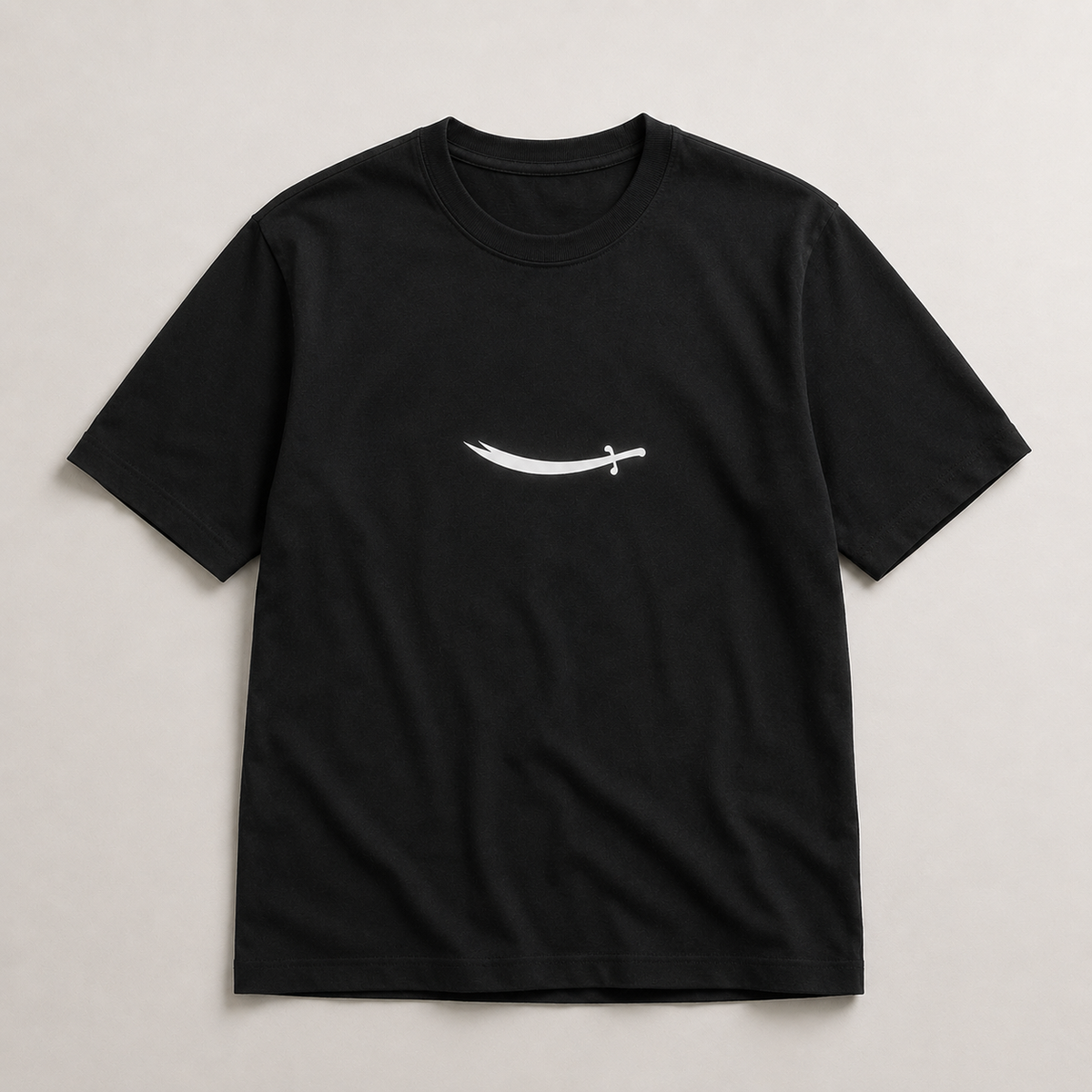 Zulfiqar sword round neck t-shirt in black detail view