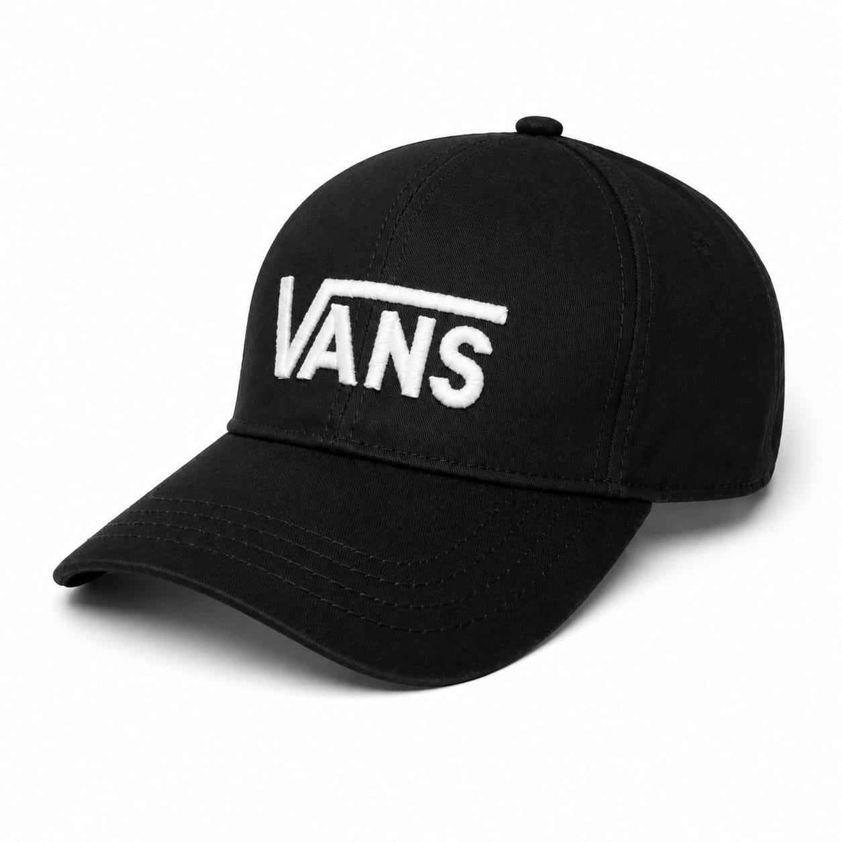 Embroidered Vans baseball cap in black front view 