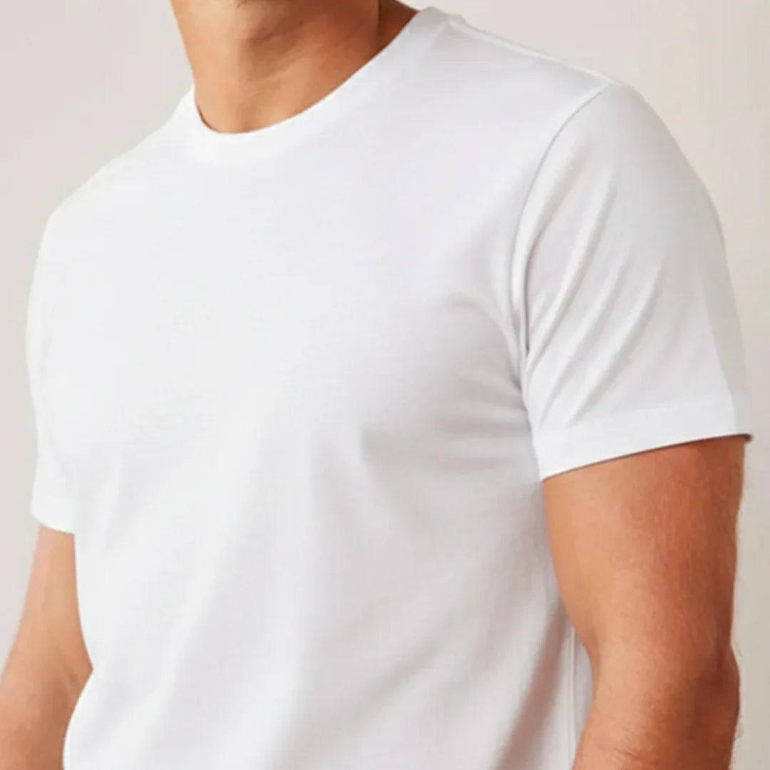 Classic navy blue round neck t-shirt view