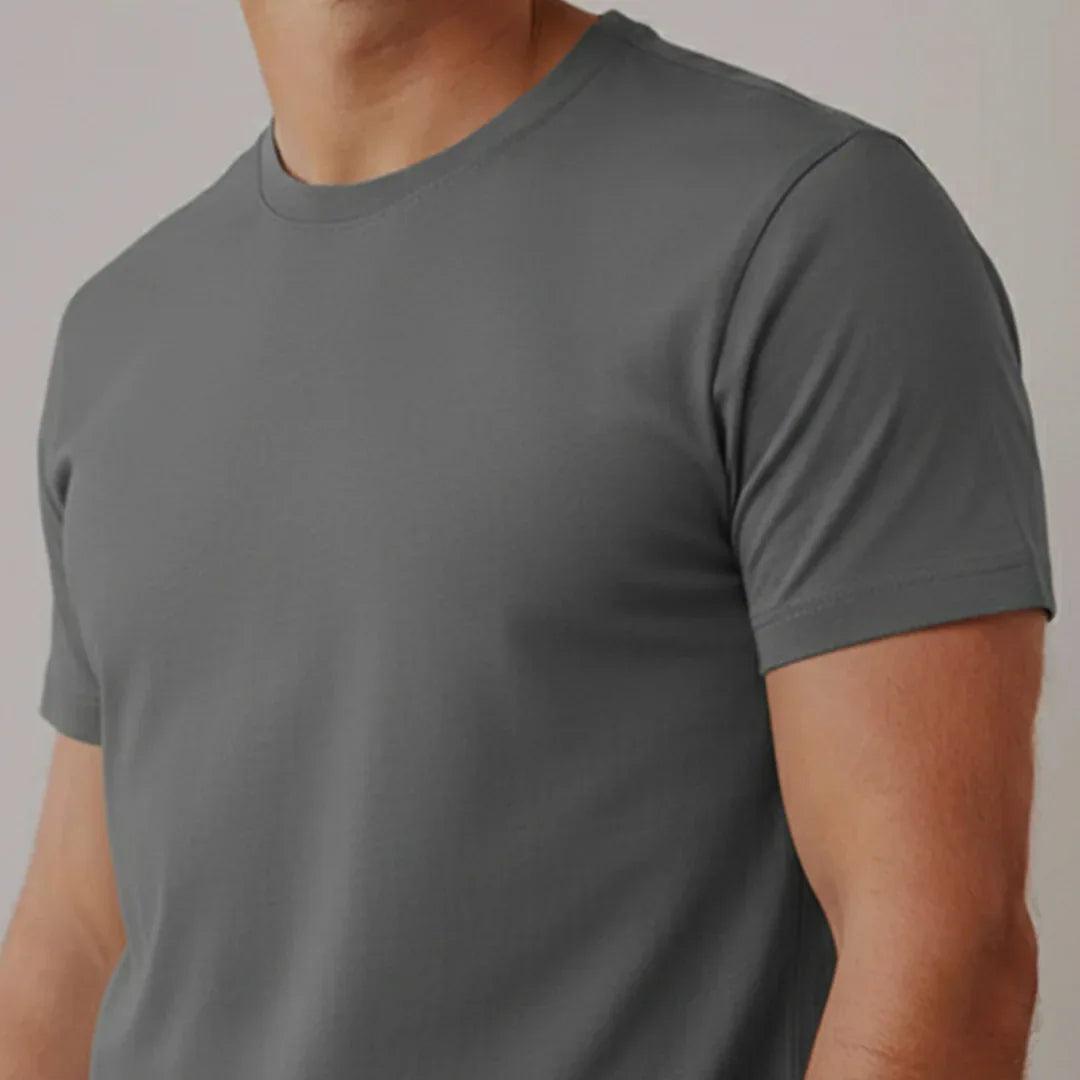 Classic navy blue round neck t-shirt front view