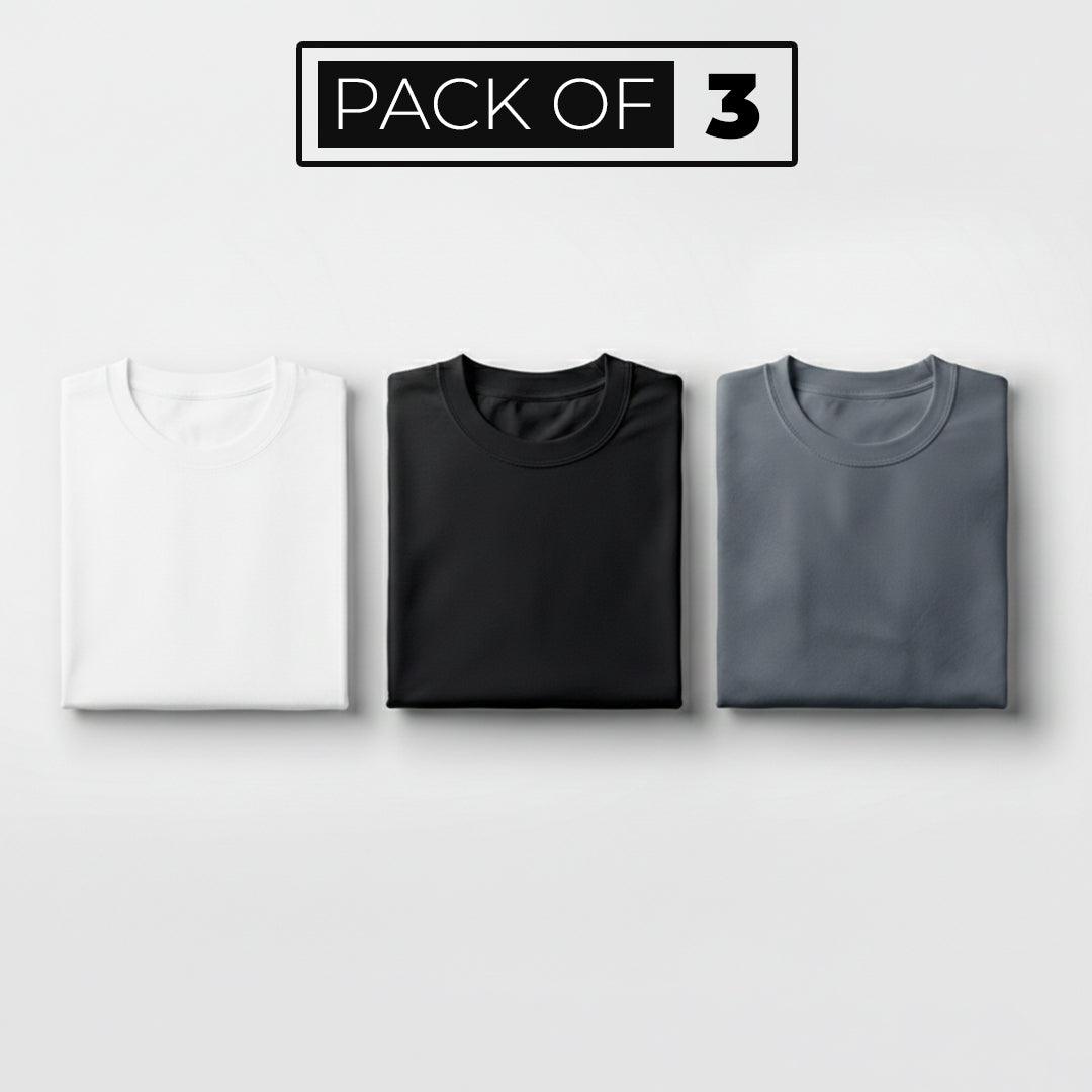 Classic round neck t-shirt pack of 3 bundle view 