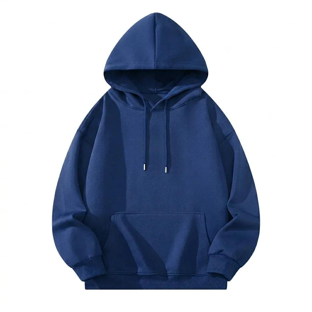 Pull and Bear sapphire blue fleece hoodie front view