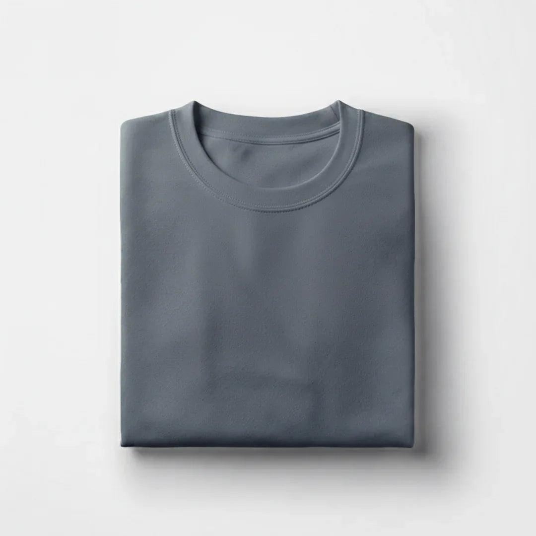 Classic steel grey round neck t-shirt view