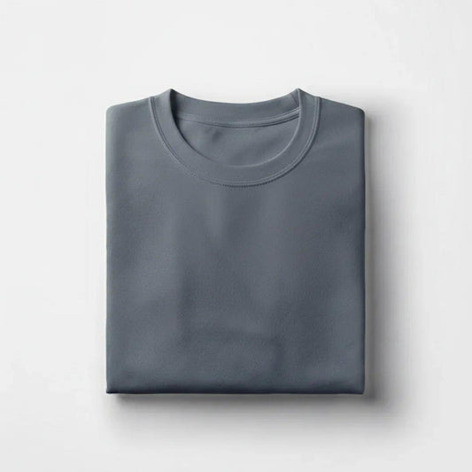 Classic steel grey round neck t-shirt view
