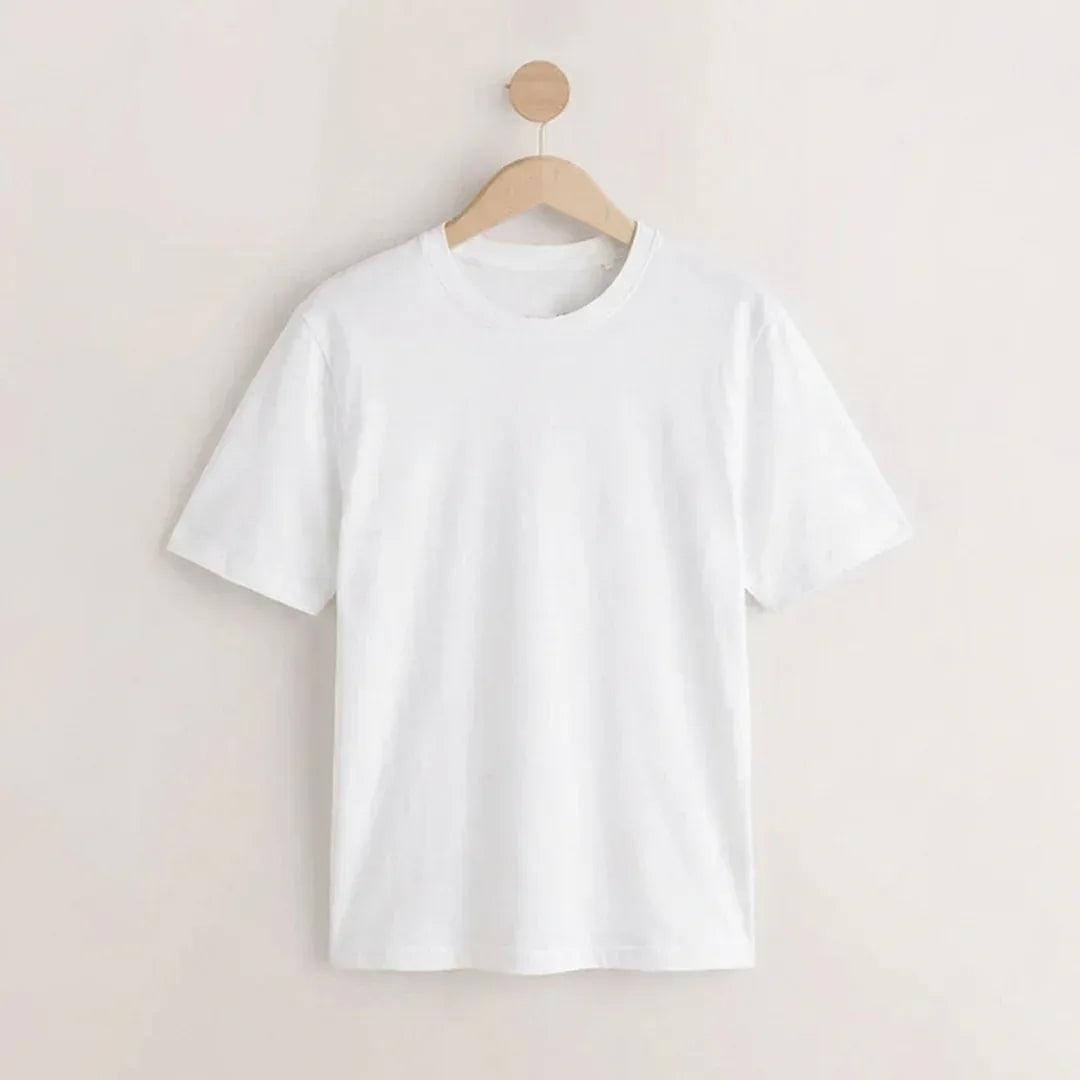 Classic white round neck t-shirt front view