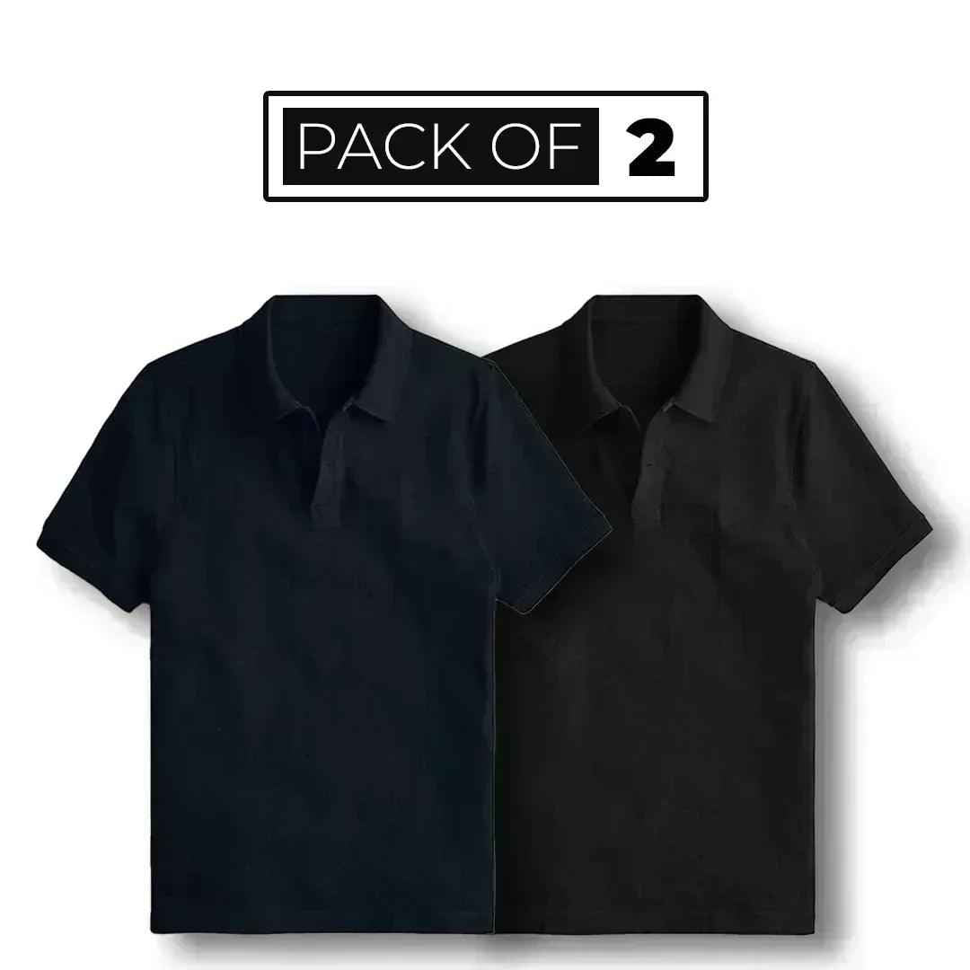 Classic black and navy blue printed apparel bundle view 
