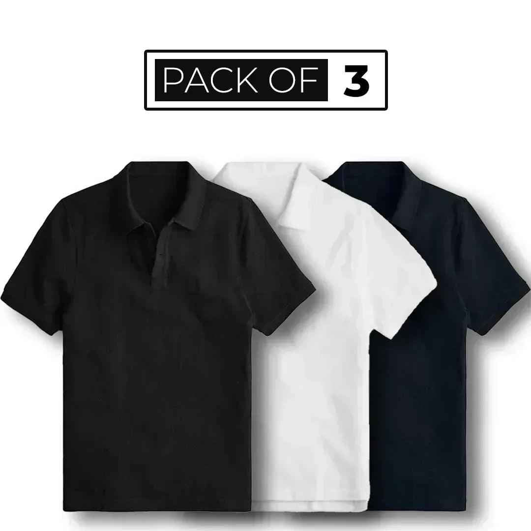 Classic black navy and white printed apparel bundle view 