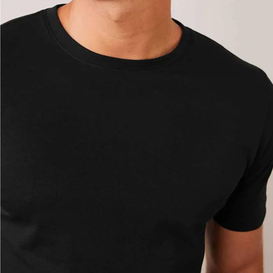 Classic round neck t-shirt neckline close-up detail 