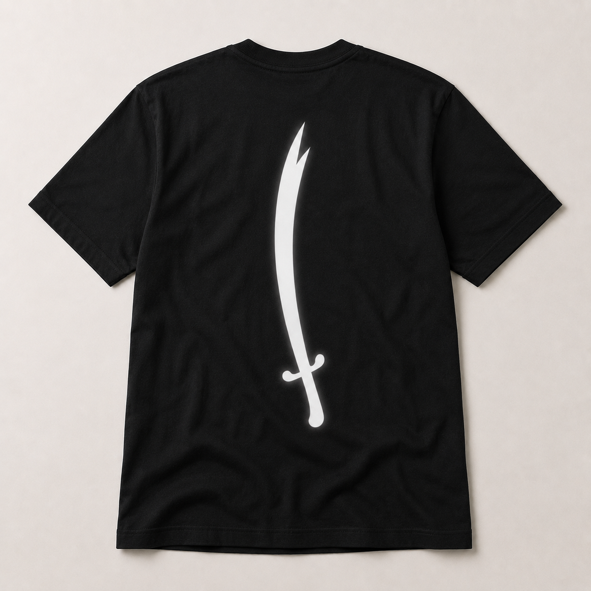 Zulfiqar sword round neck t-shirt in black front view